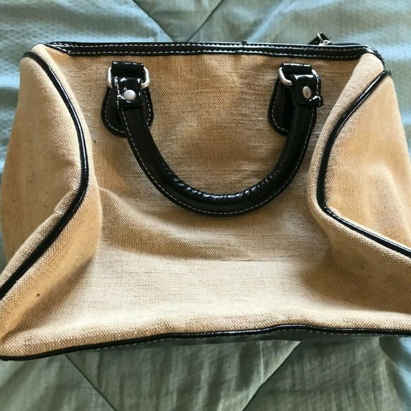 Khaki purse with black leather trim - Women - Picture 2 of 3